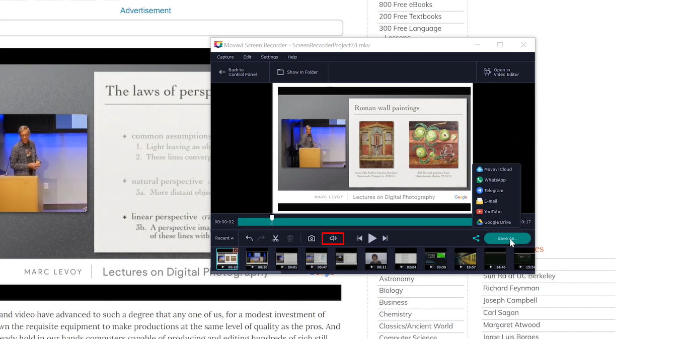 Adjust your audio settings for recording the laptop screen