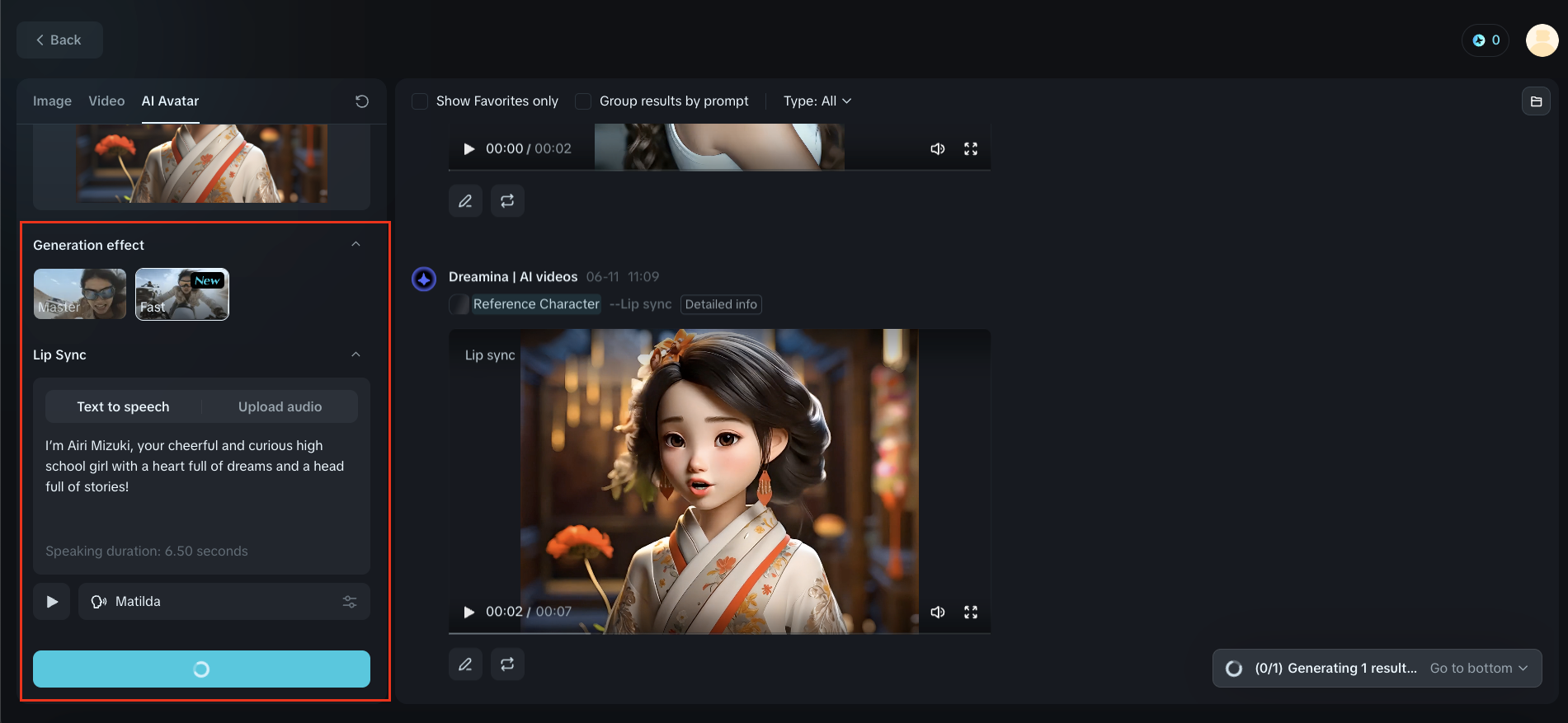 3D character lip sync