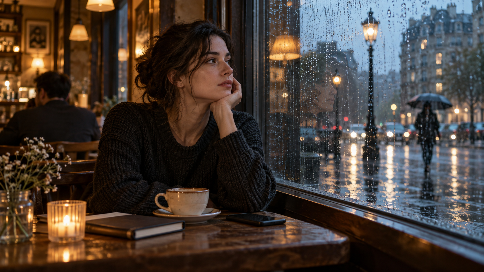 beautiful video clips: Rainy Café Pause
