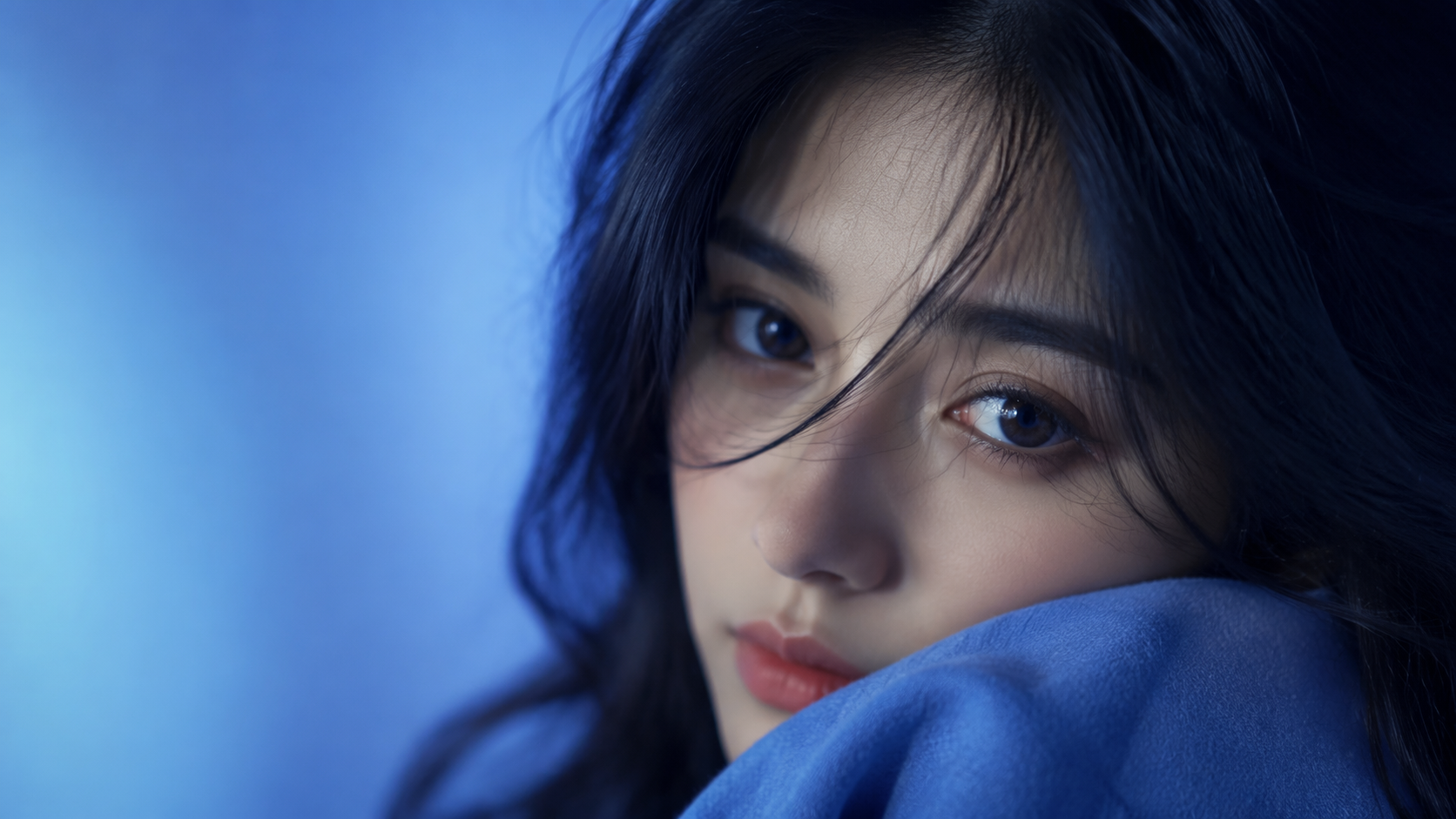 Dreamina Xanh da trời Close-Up Portrait DP Nhắc nhở ví dụ 5: Da tự nhiên chi tiết Shot