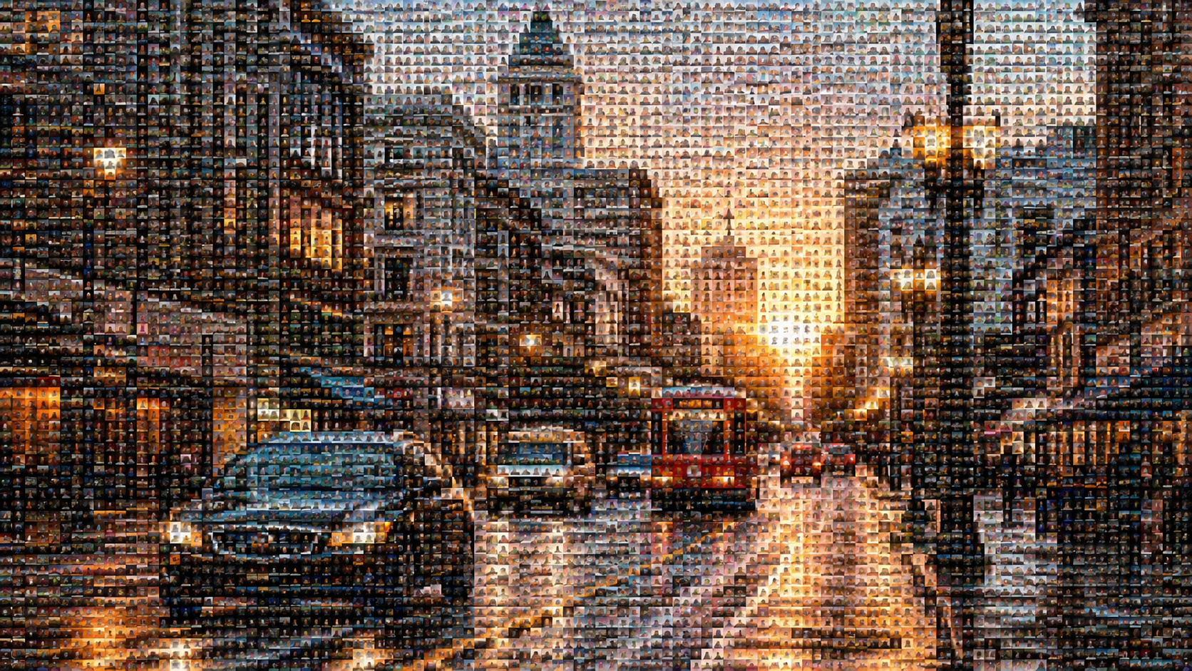 Dreamina Foto Mosaik Effekt prompt Beispiel 3: Geometrische Fragment-Szene
