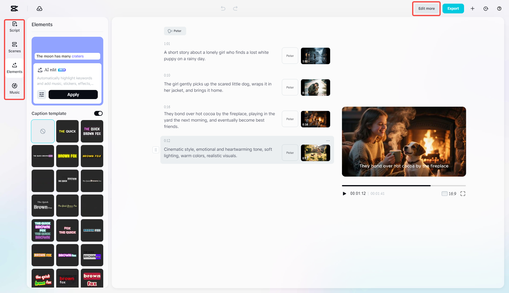 Edit the generated video with rich features