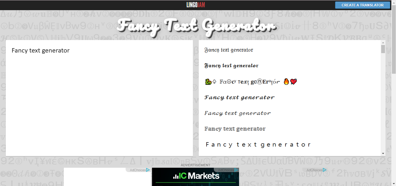 Interface of LingoJam - the excellent tool for creating fancy stylish handwriting fonts