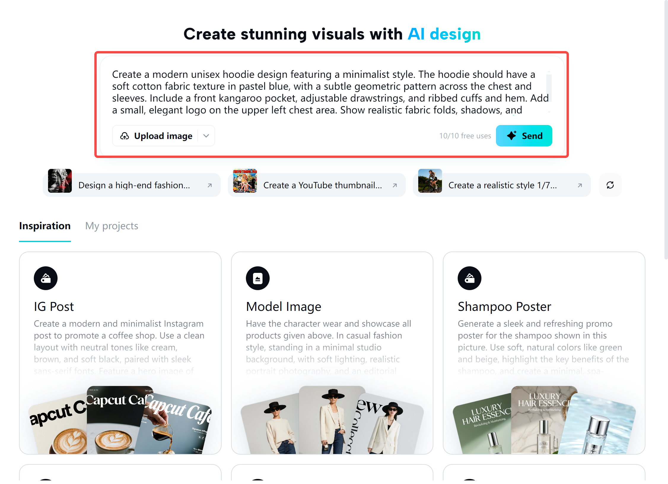 Generating cloth designs with the CapCut desktop video editor
