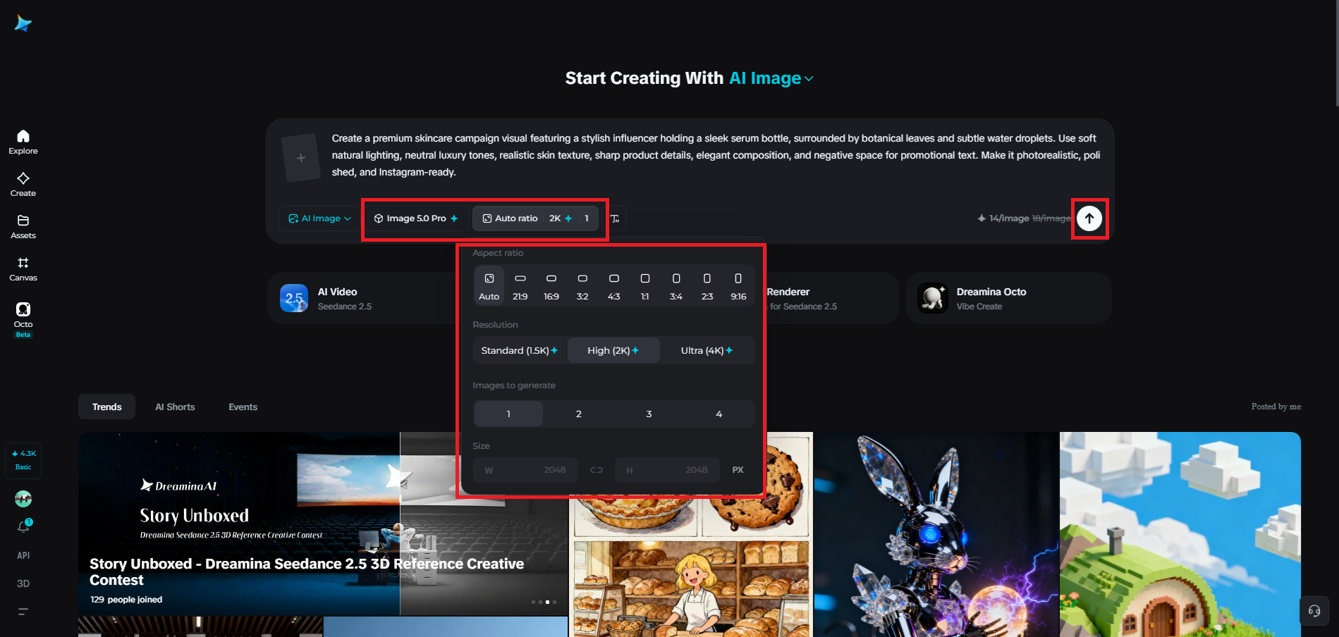 Elige el modelo de imagen y ajusta la configuración