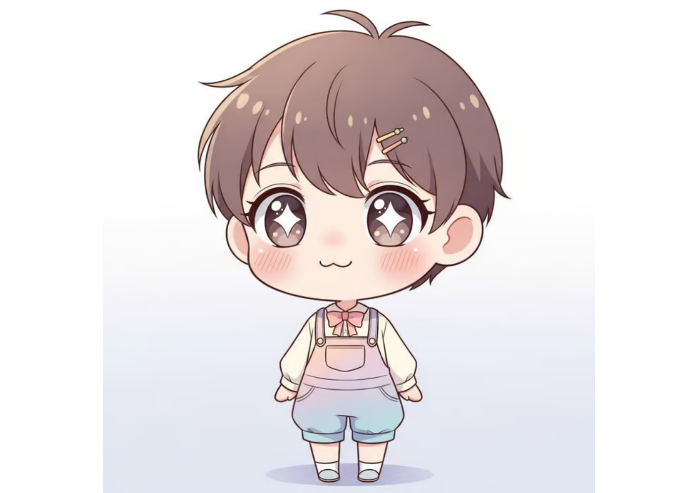 Adorable big-eyed cartoon profile in chibi style