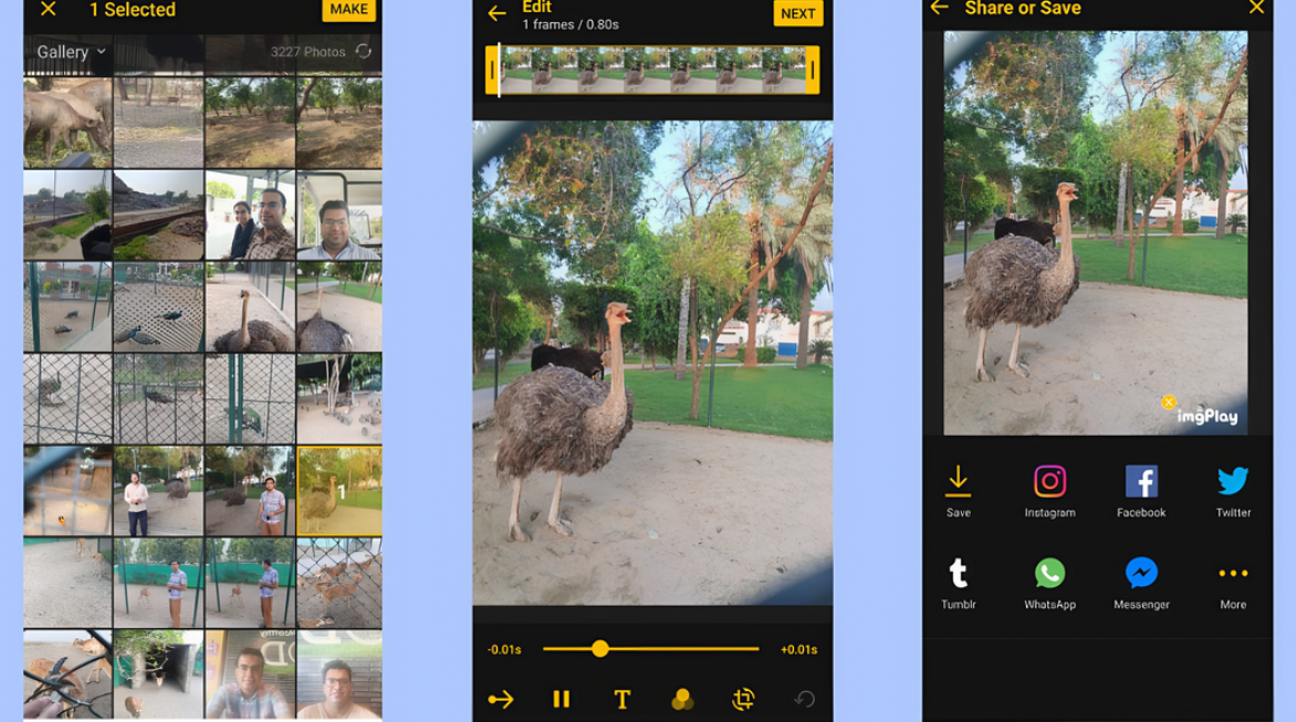 Use ImgPlay - GIF Maker to make GIFs