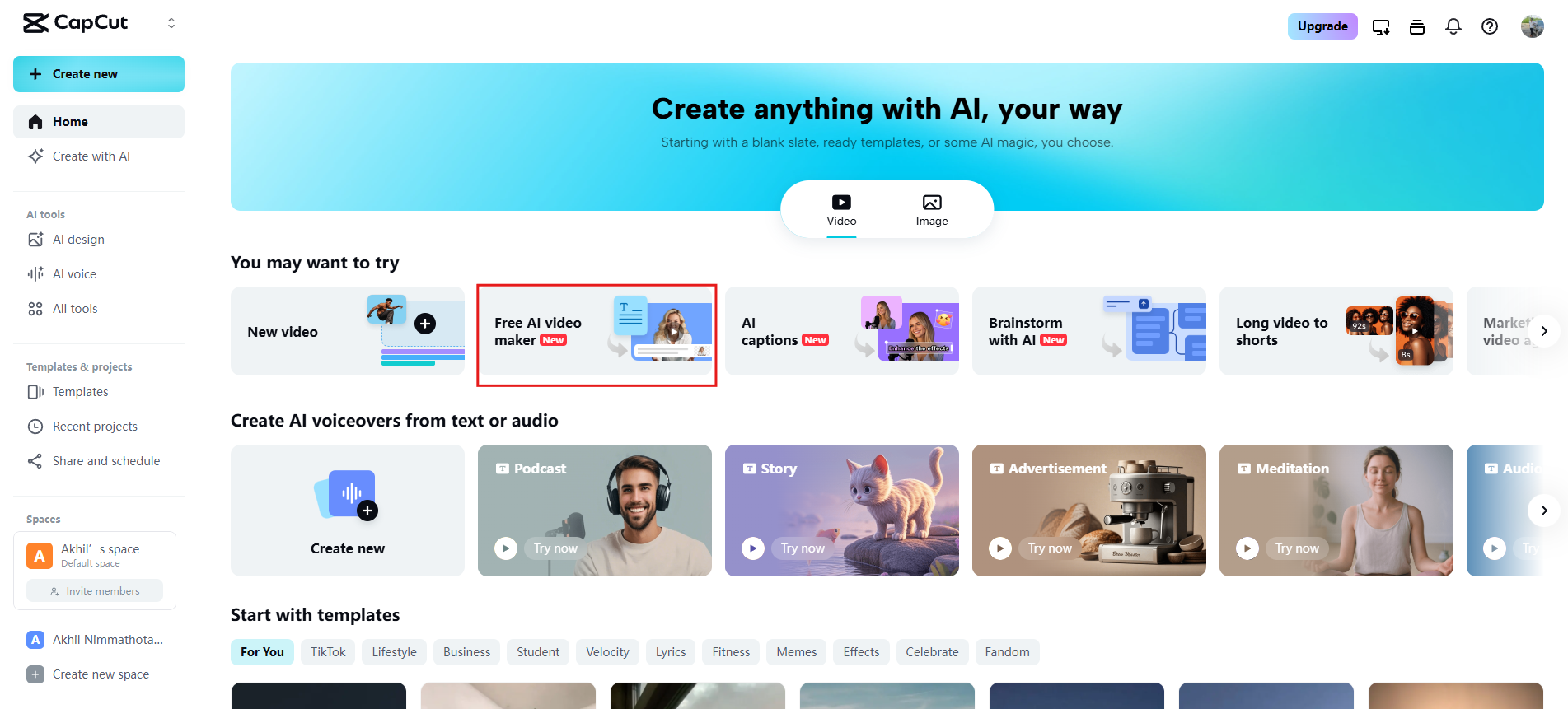 Access Free AI video maker