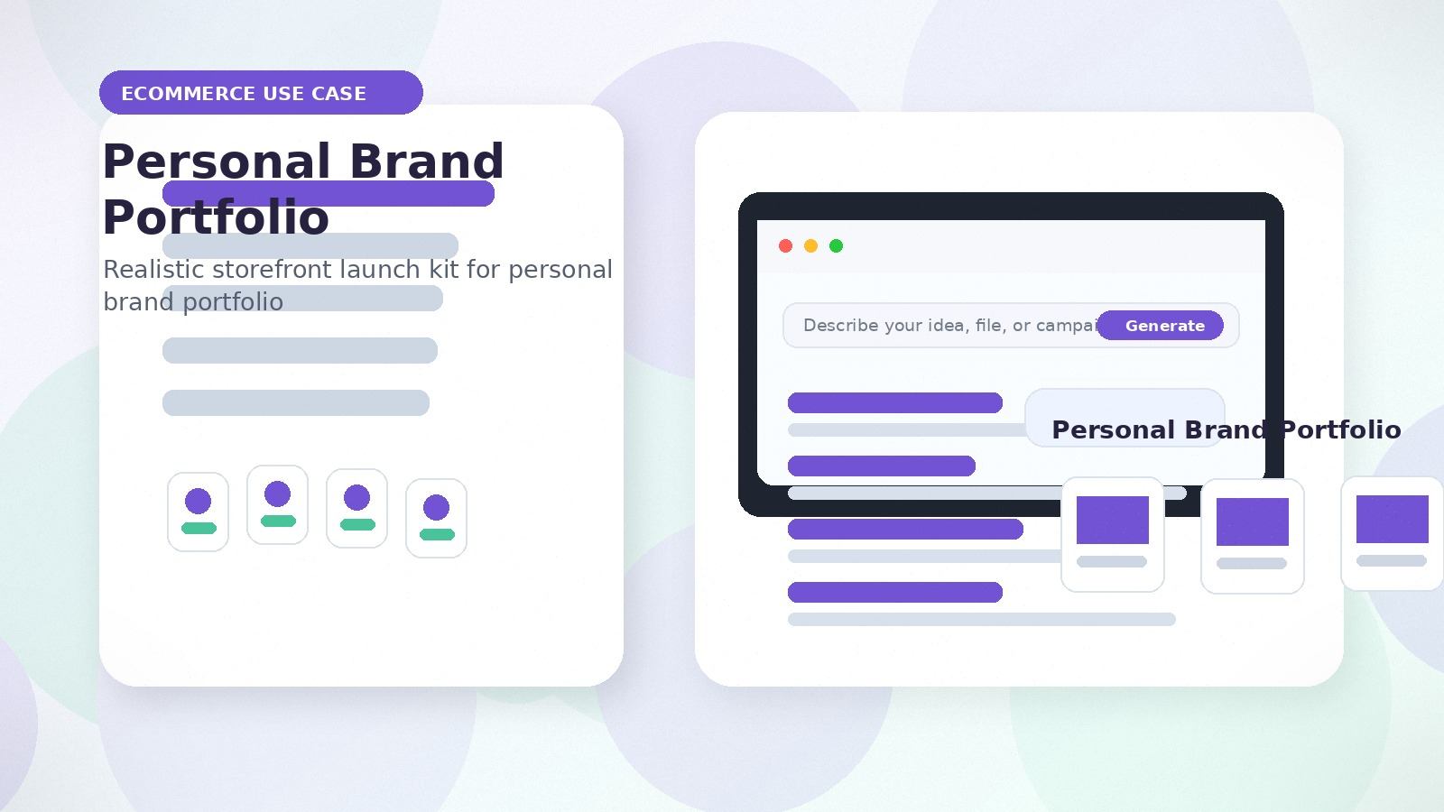 Personal Brand Portfolio realistic ecommerce use case visual for personal brand portfolio