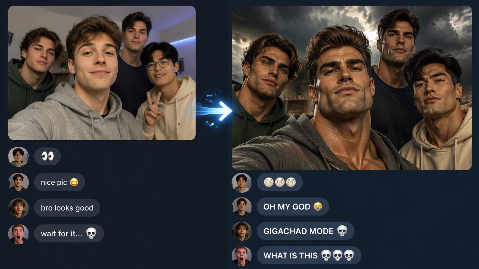 funny Gigachad meme transformation