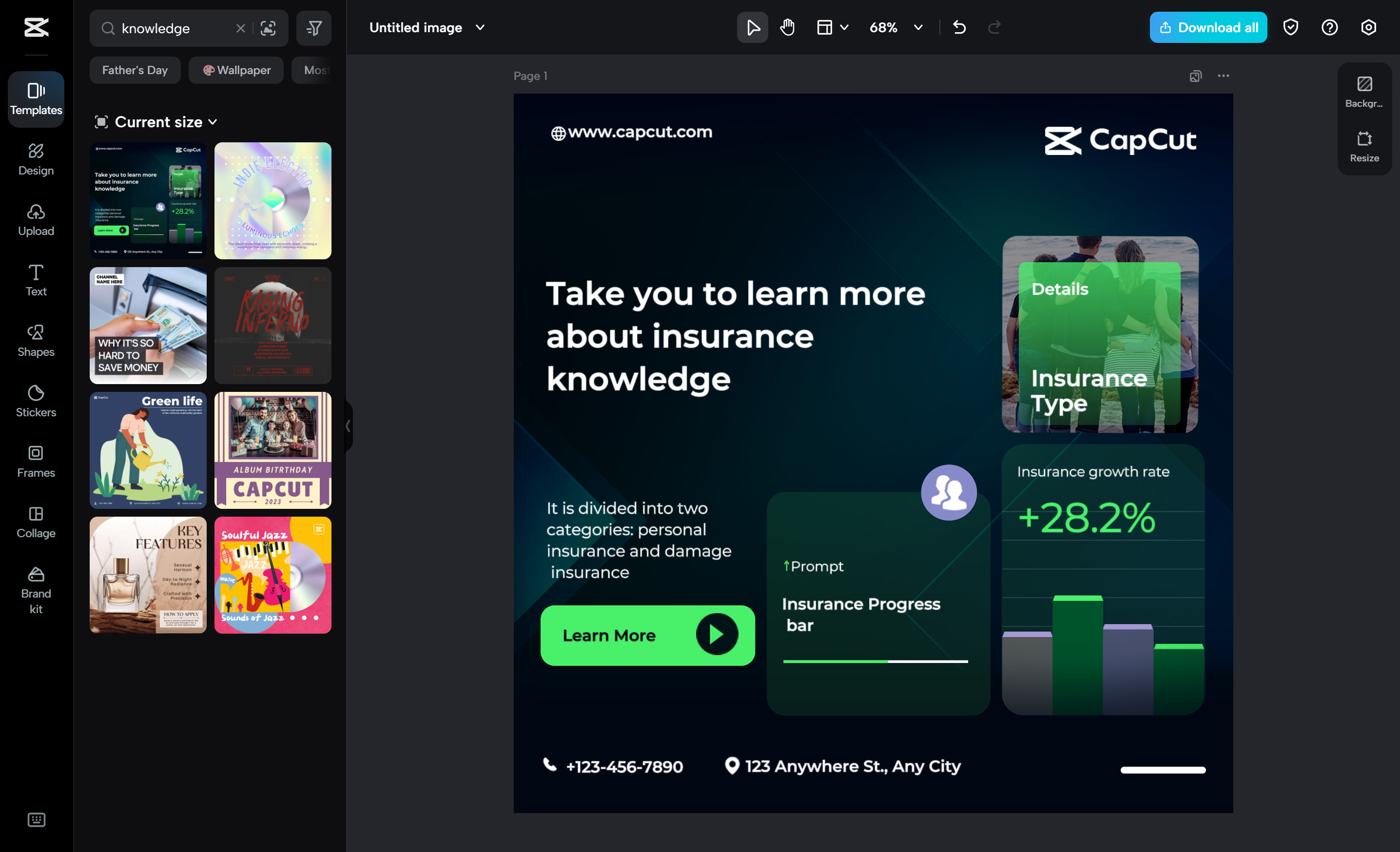 Use the "Finance Insurance knowledge Publicity Trend" template in CapCut.