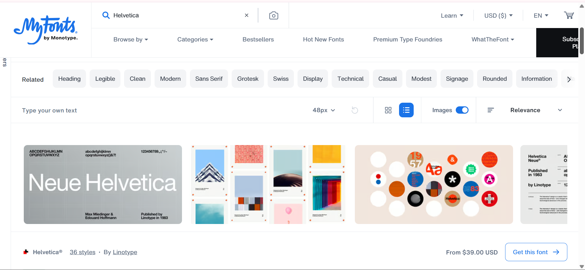 MyFonts - spolehlivý zdroj pro generování písem Helvetica