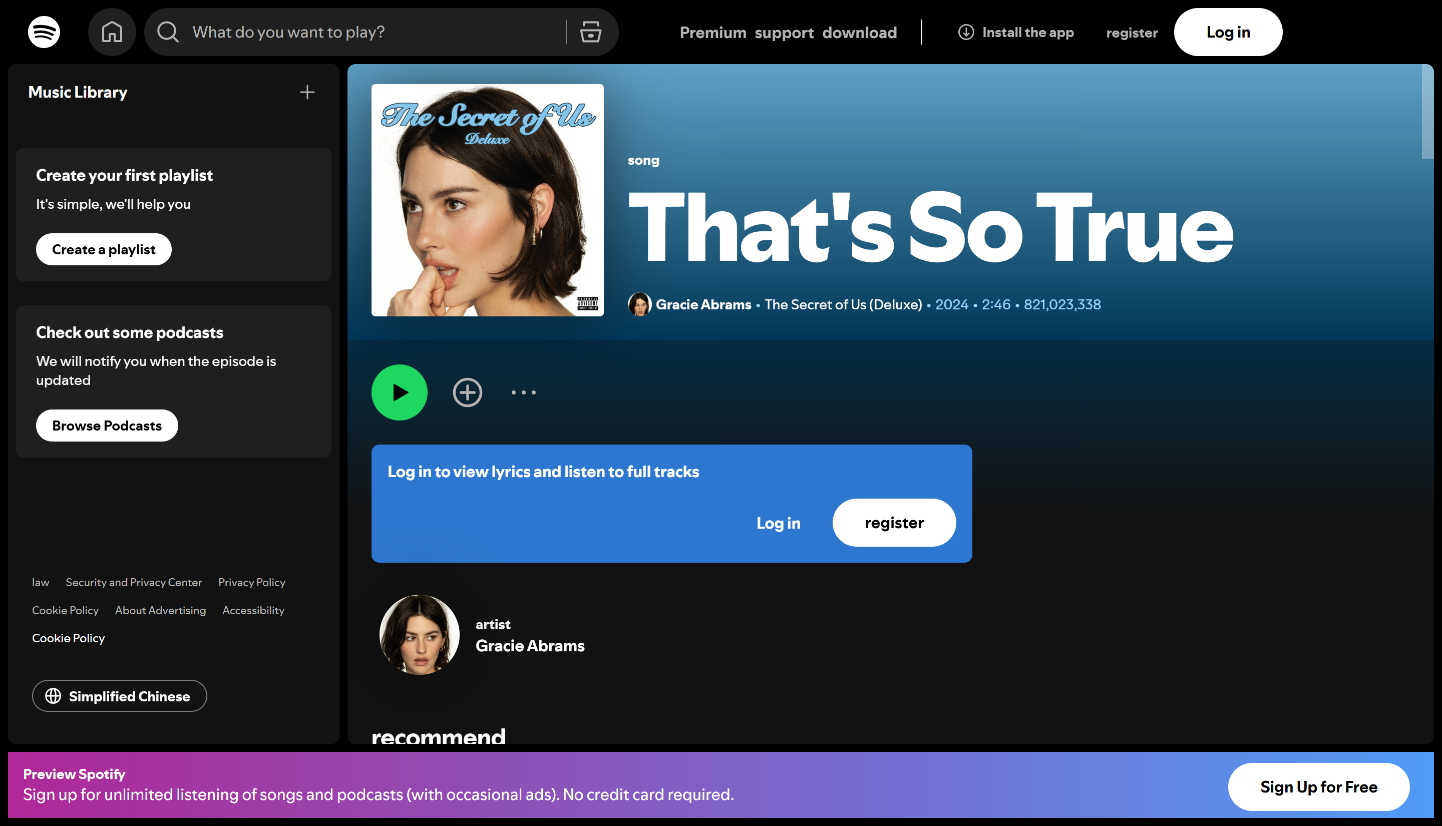 Spotify의 상위 50곡: That's So True