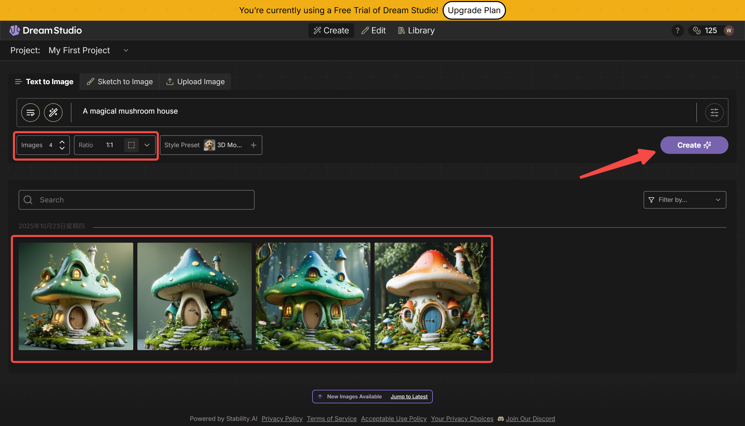 Generating an image with DreamStudio