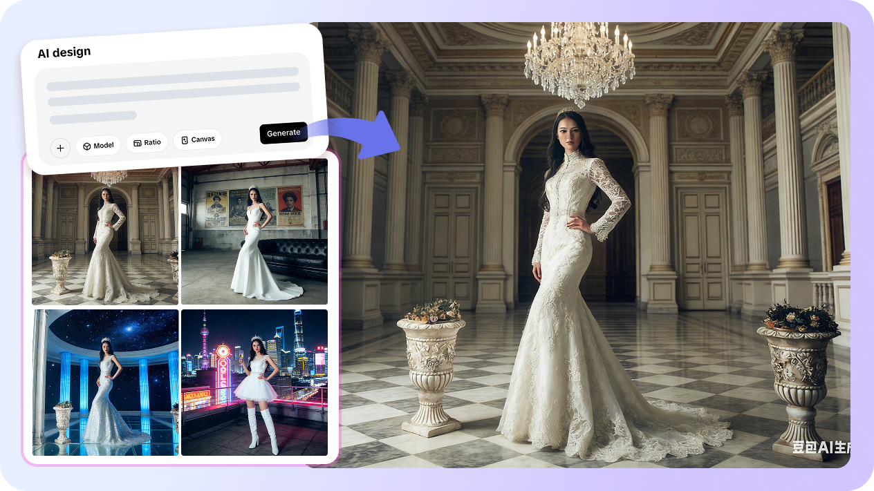 Prompt to wedding dress image