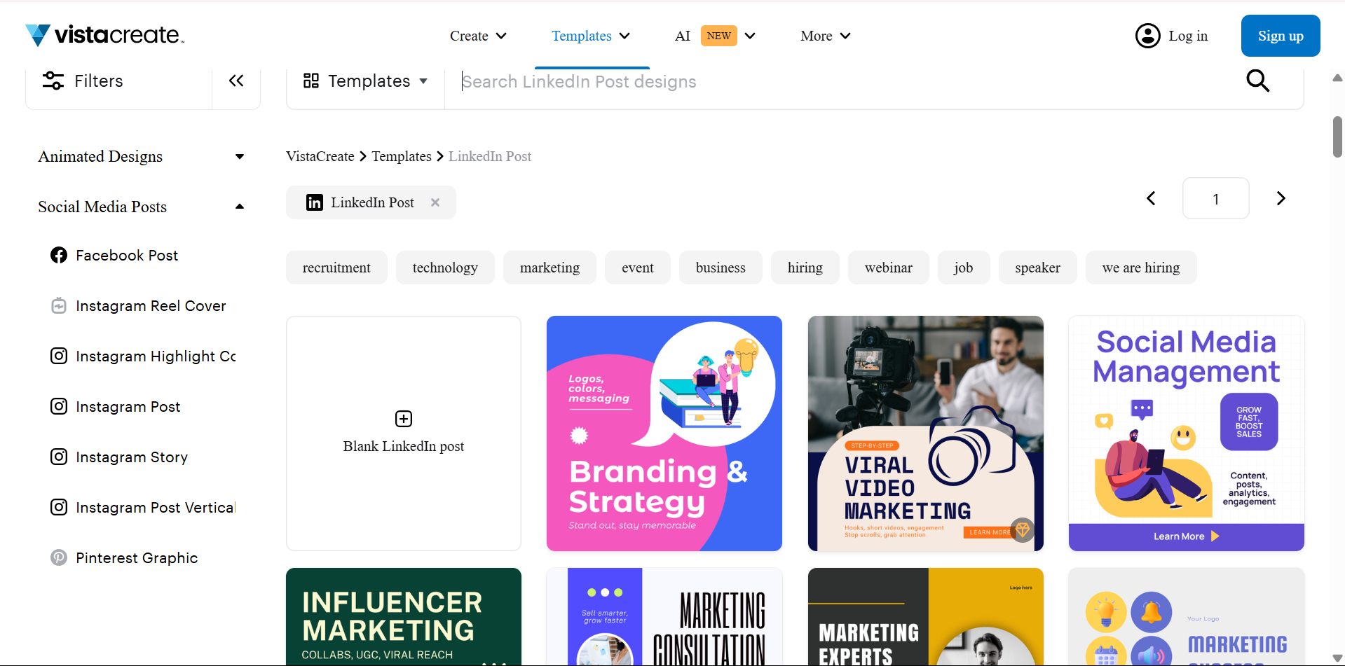 VistaCreate - the best tool to get LinkedIn post templates