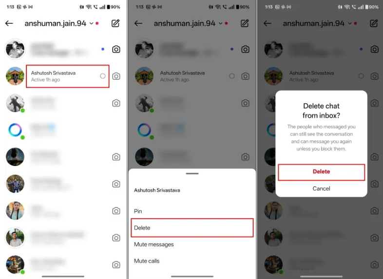 Deleting all messages from Instagram