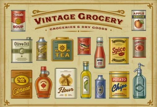 Vintage-style na mga promosyon sa grocery