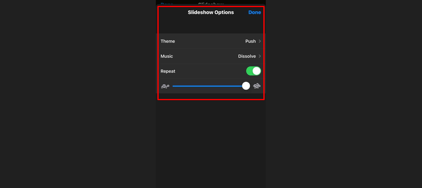Ajustando configurações de reprodução para repetição de vídeo no iPhone