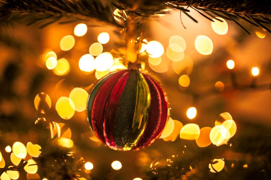 Ornament close-up with bokeh lights