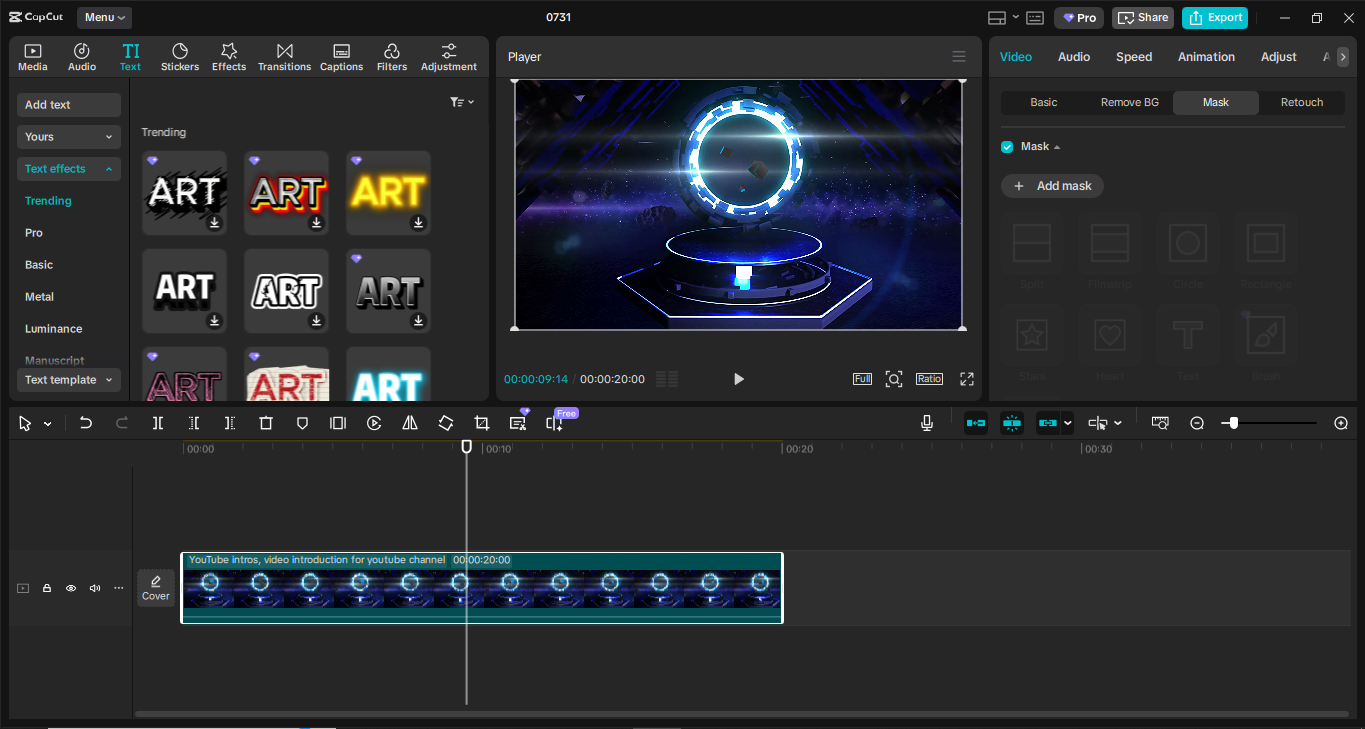 Editing interface of CapCut desktop video editor - a perfect tool to edit videos for PPT
