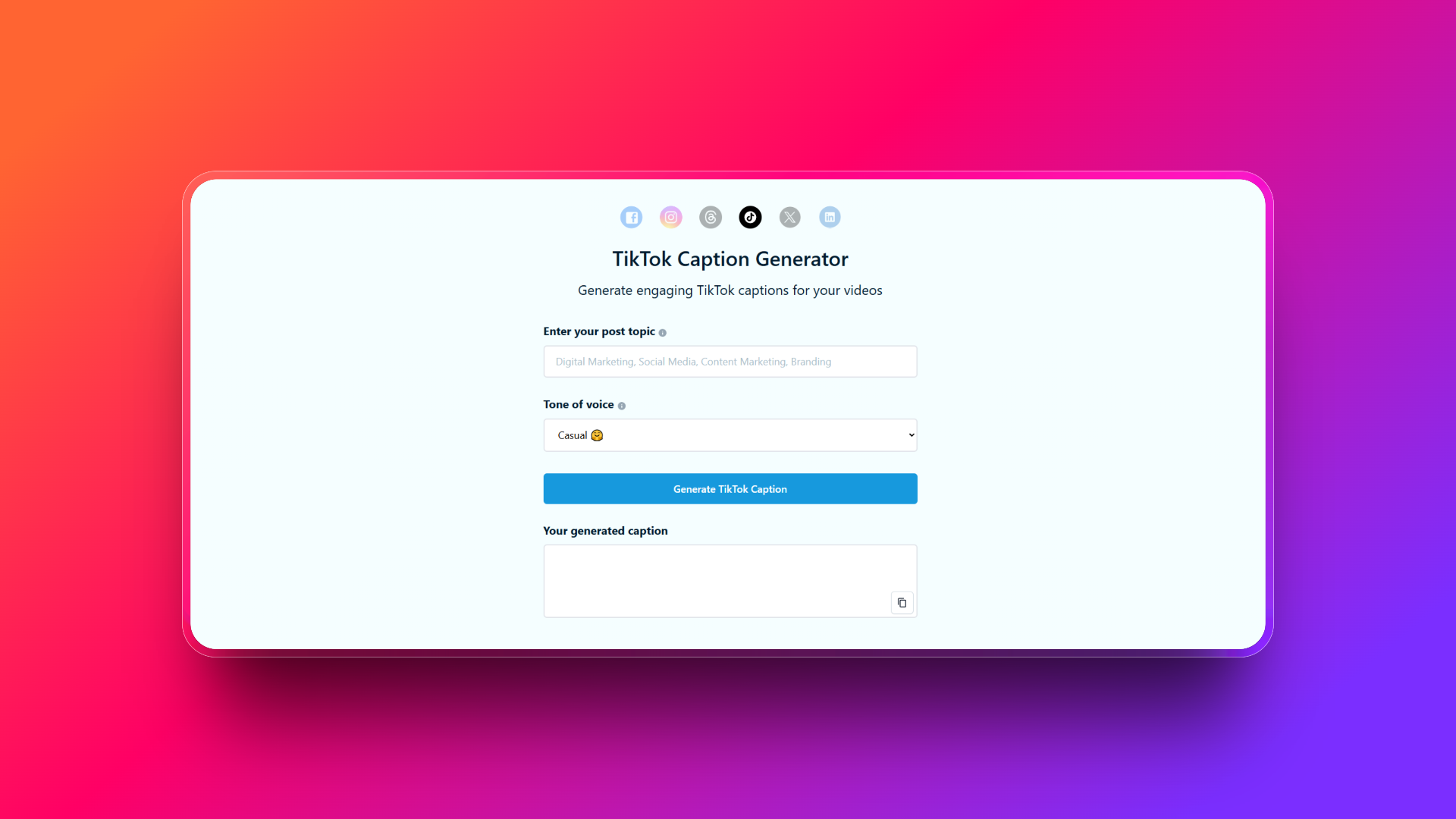 Social media caption generator by Mention.com