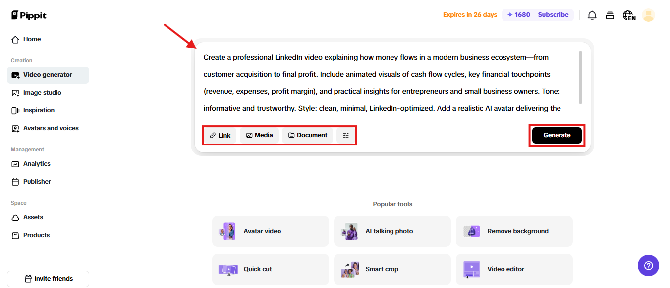 Upload your script and generate