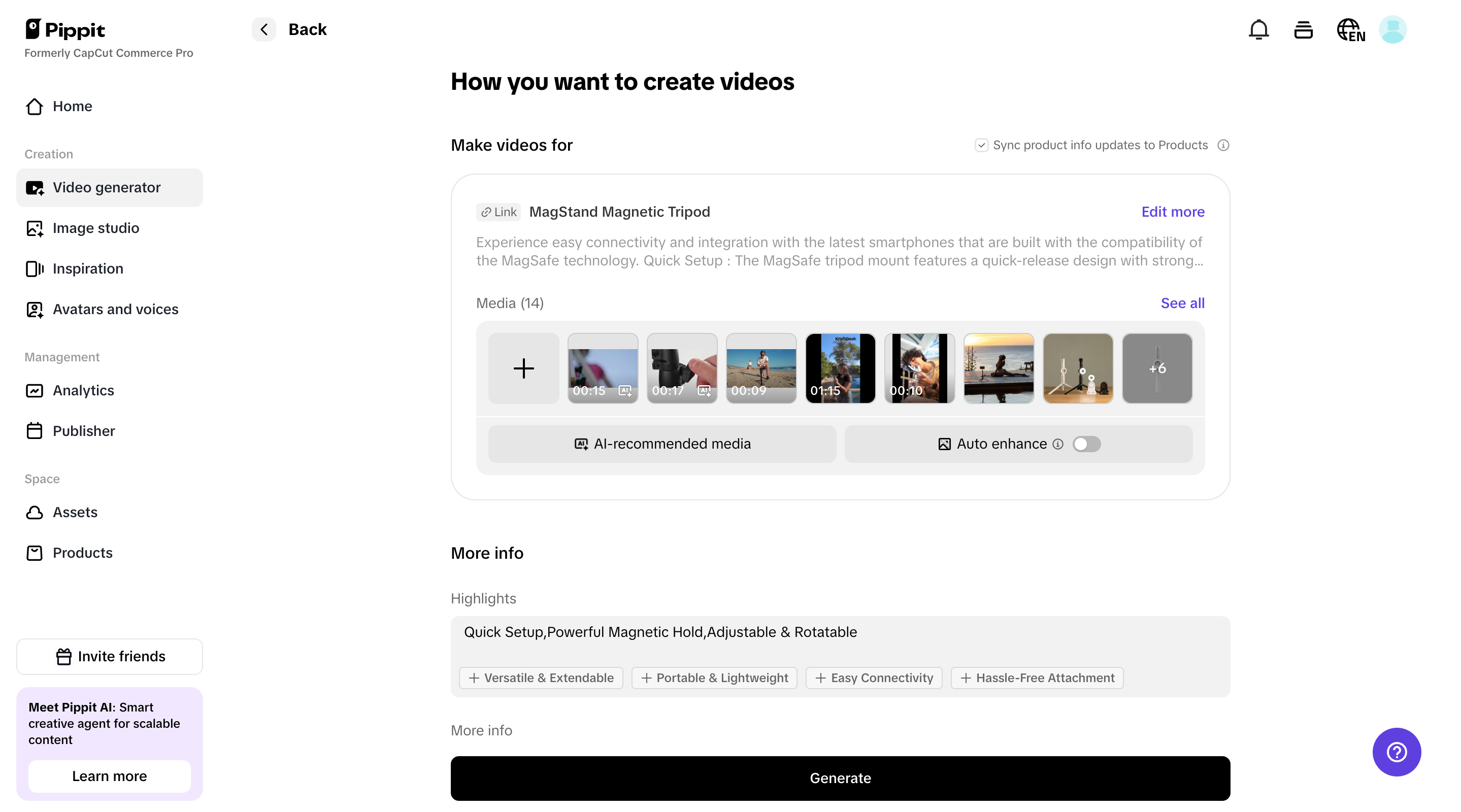 One-click video generation