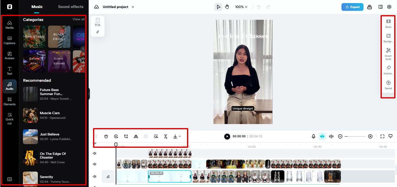 Editor de vídeos Pippit