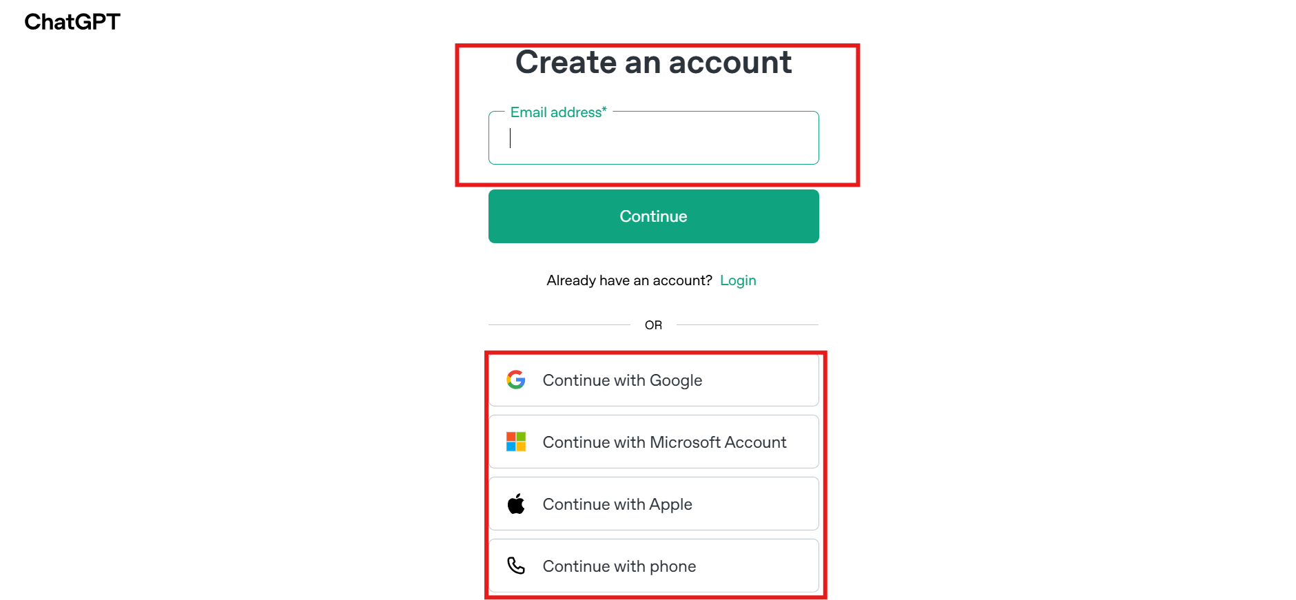Create a ChatGPT account to generate image
