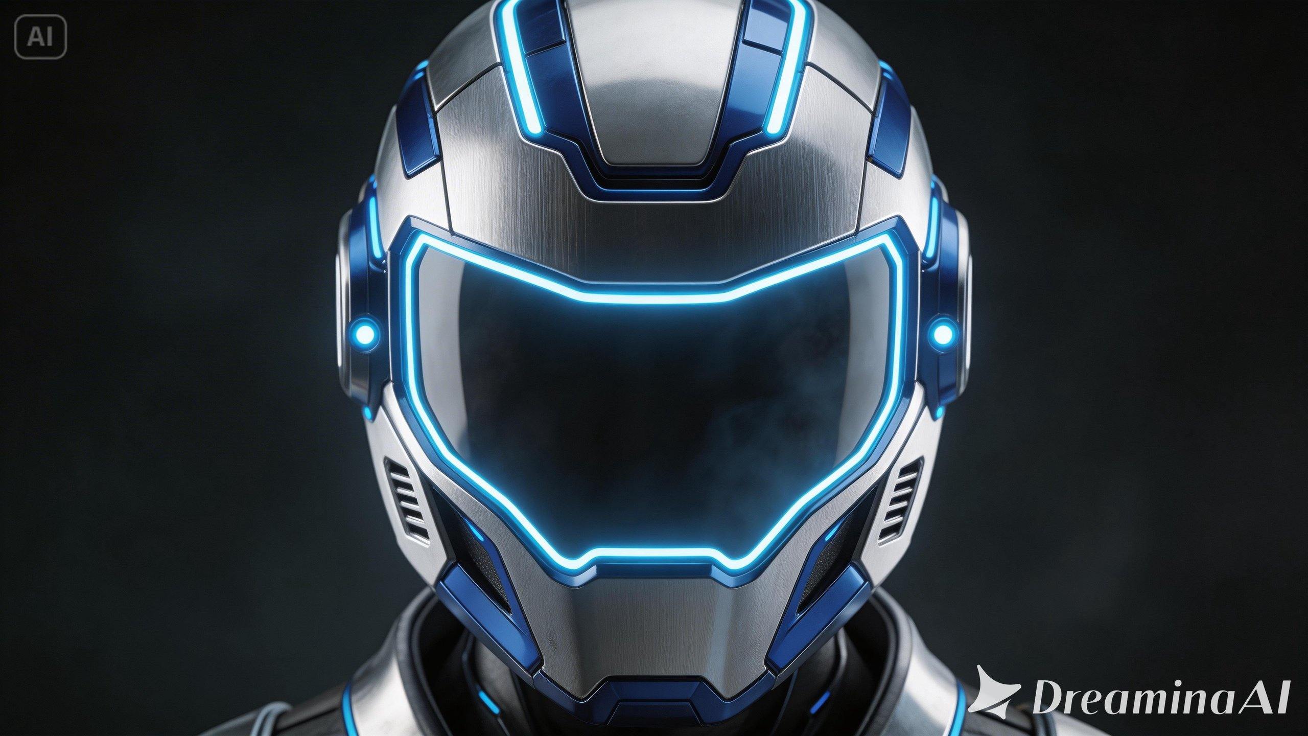 Futuristic sci-fi full-face helmet