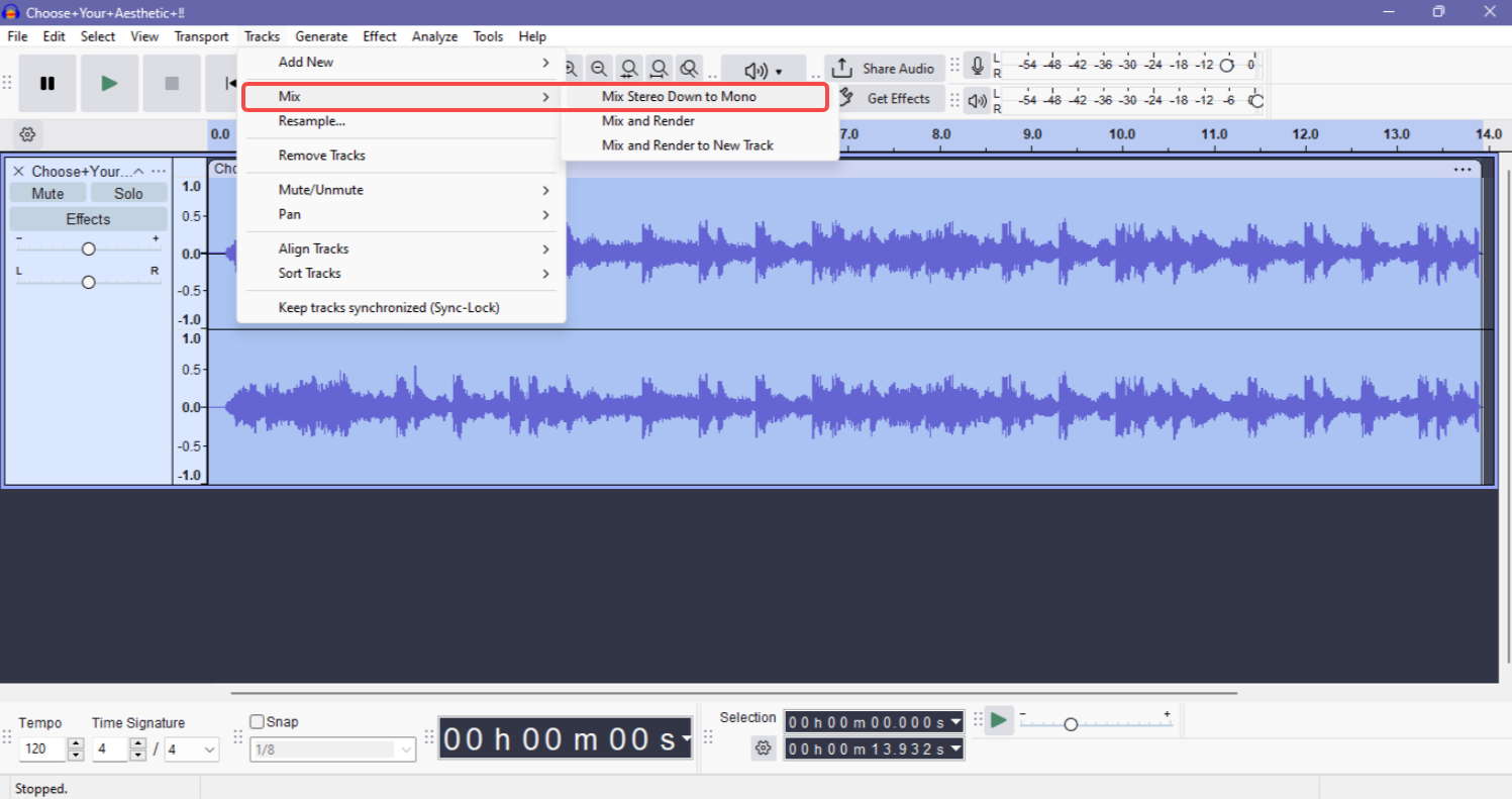Mix stereo down to mono