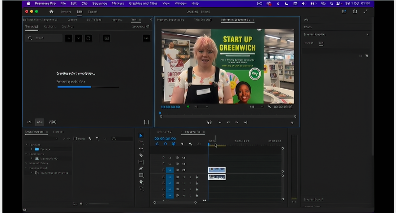 Функция автоподписи Premiere Pro