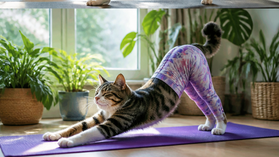 Katze Yoga Hose AI Prompt prompt 2 original 16: 9 visuell