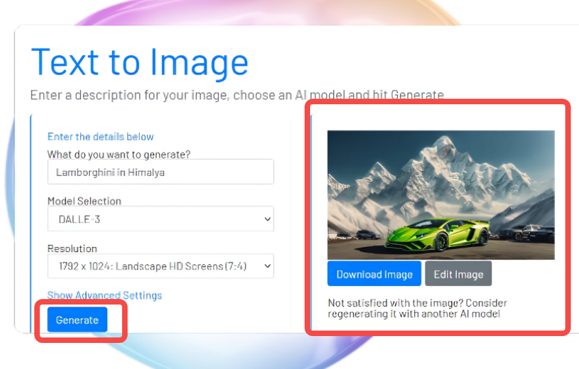 Att generera en bild med AI i Gcore bildgenerator