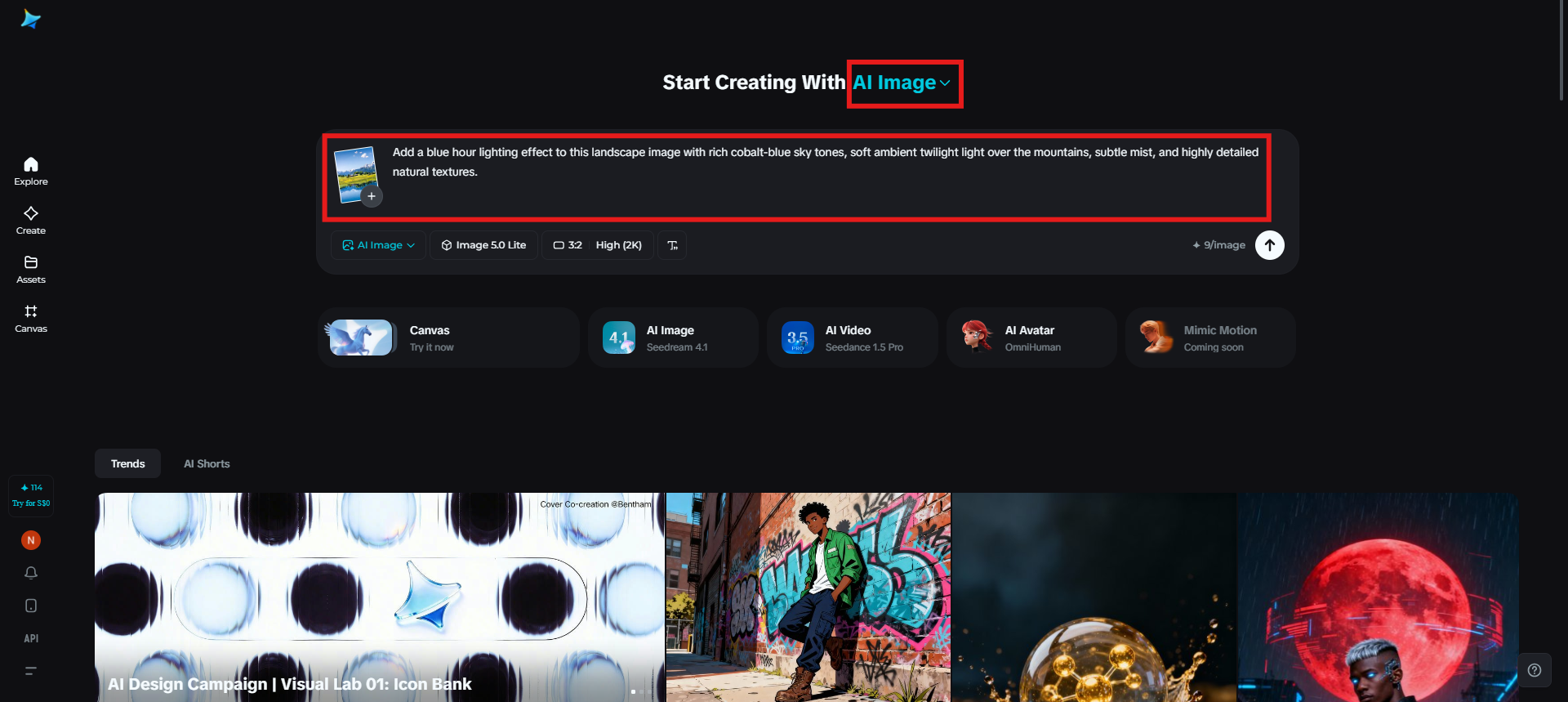 Muat naik imej rujukan dan taip prom
