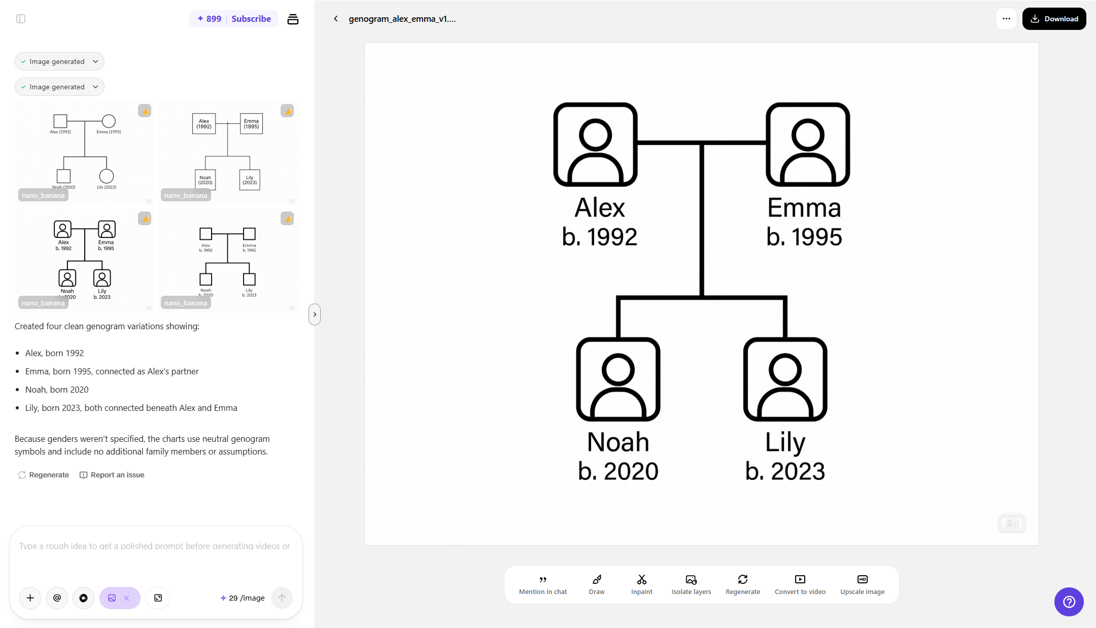 Preview the Genogram and Add More Family Members