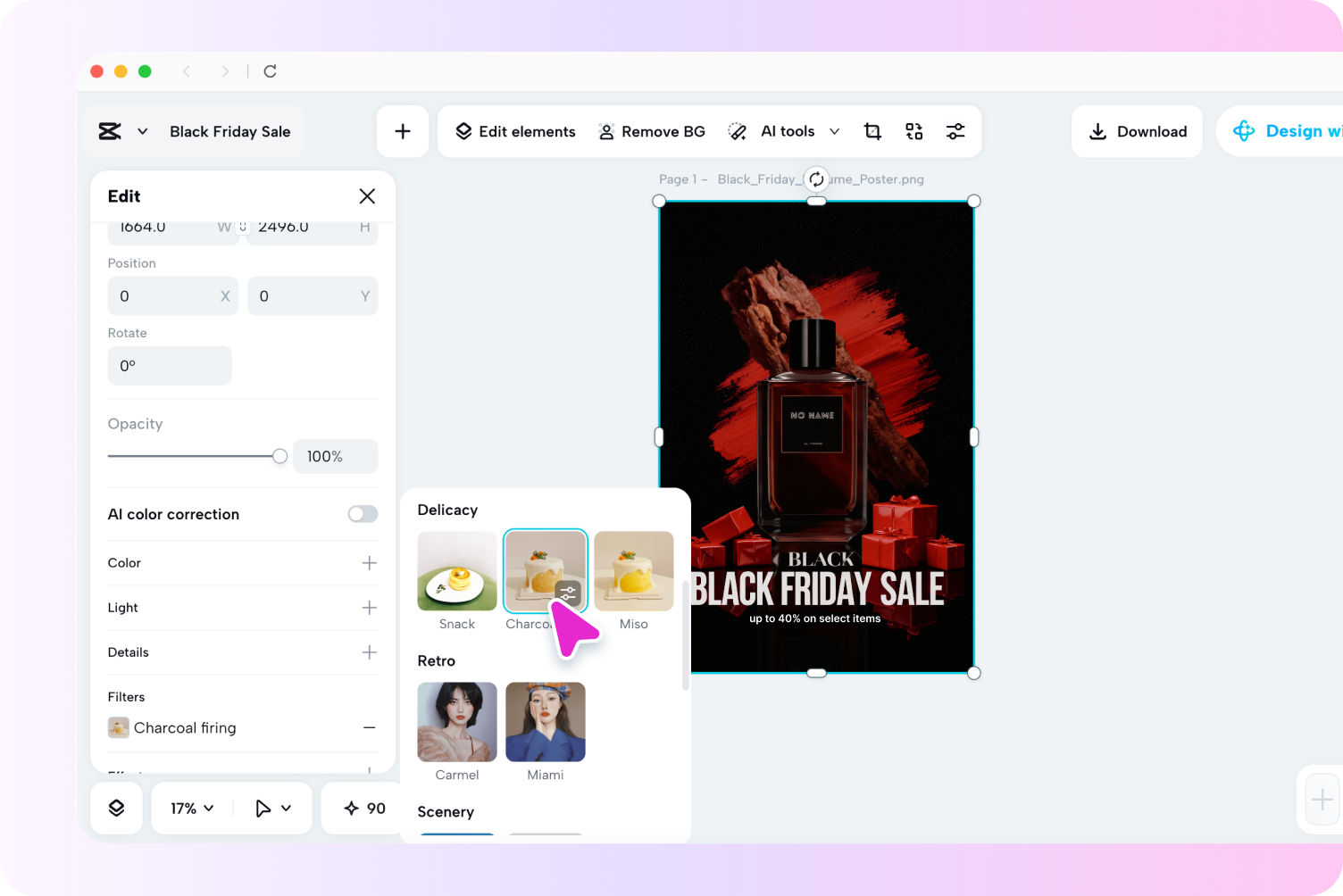 Customizing Black Friday product poster in CapCut