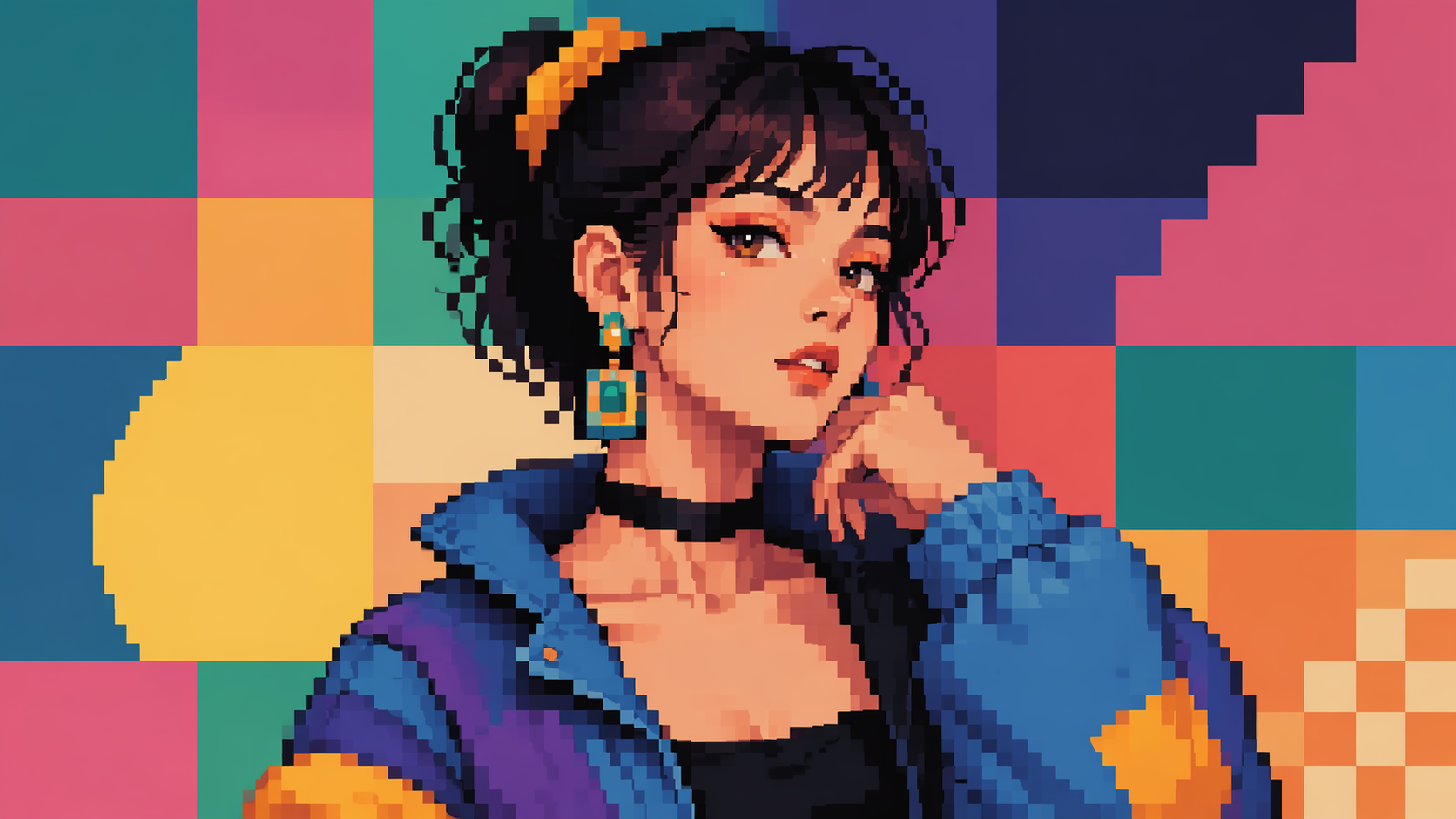 Dreamina Pixel Art Filter Prompt Beispiel 5: Pixel Fashion Portrait