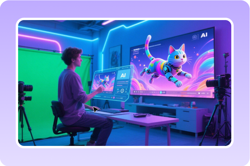 vídeo criativo de gato com IA