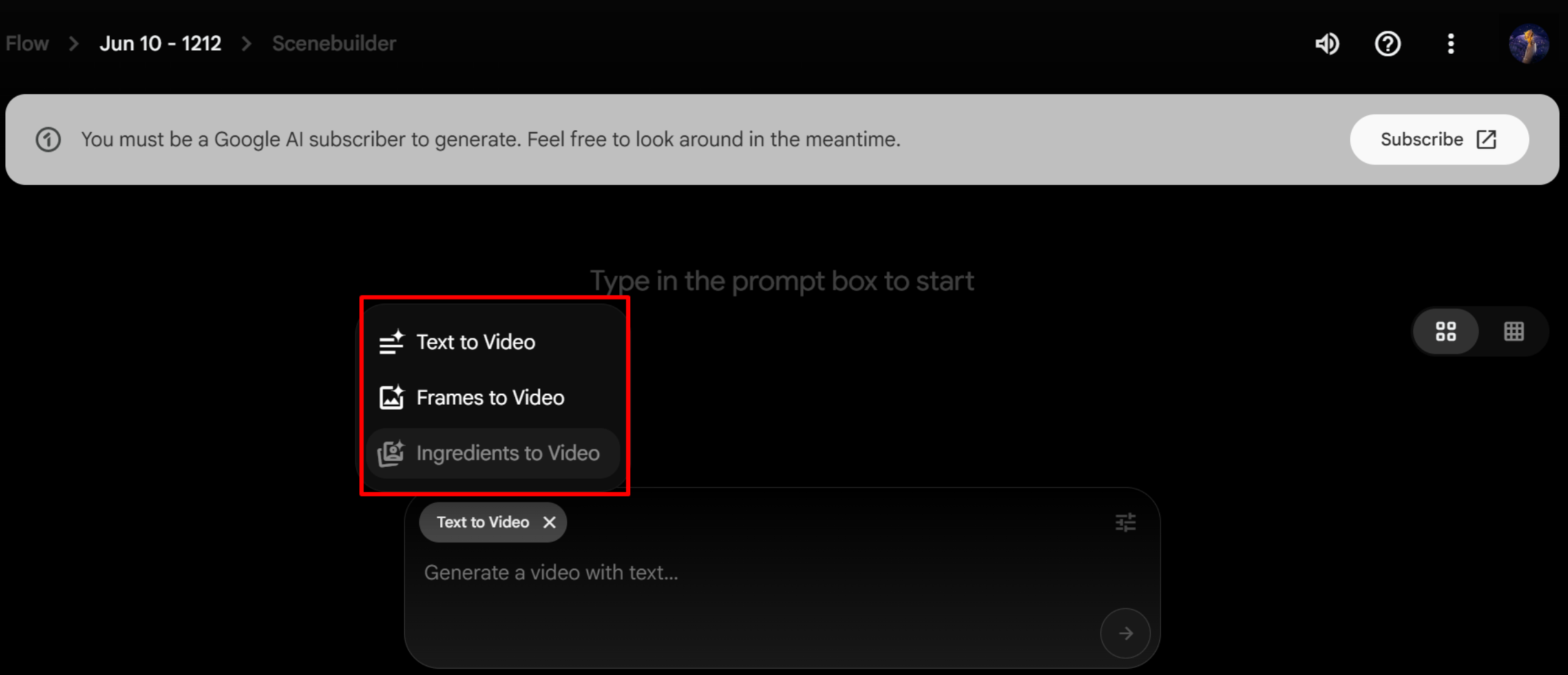 Creating a new project on Google Veo 3 in Flow