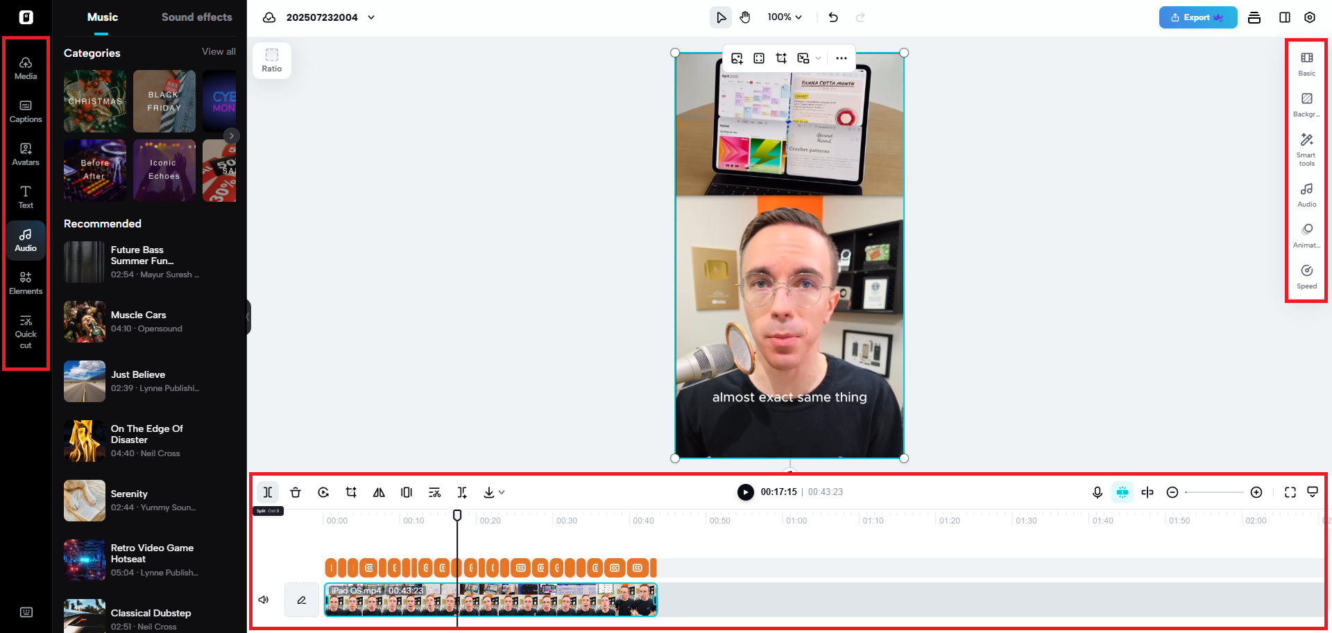 Built-in video editor