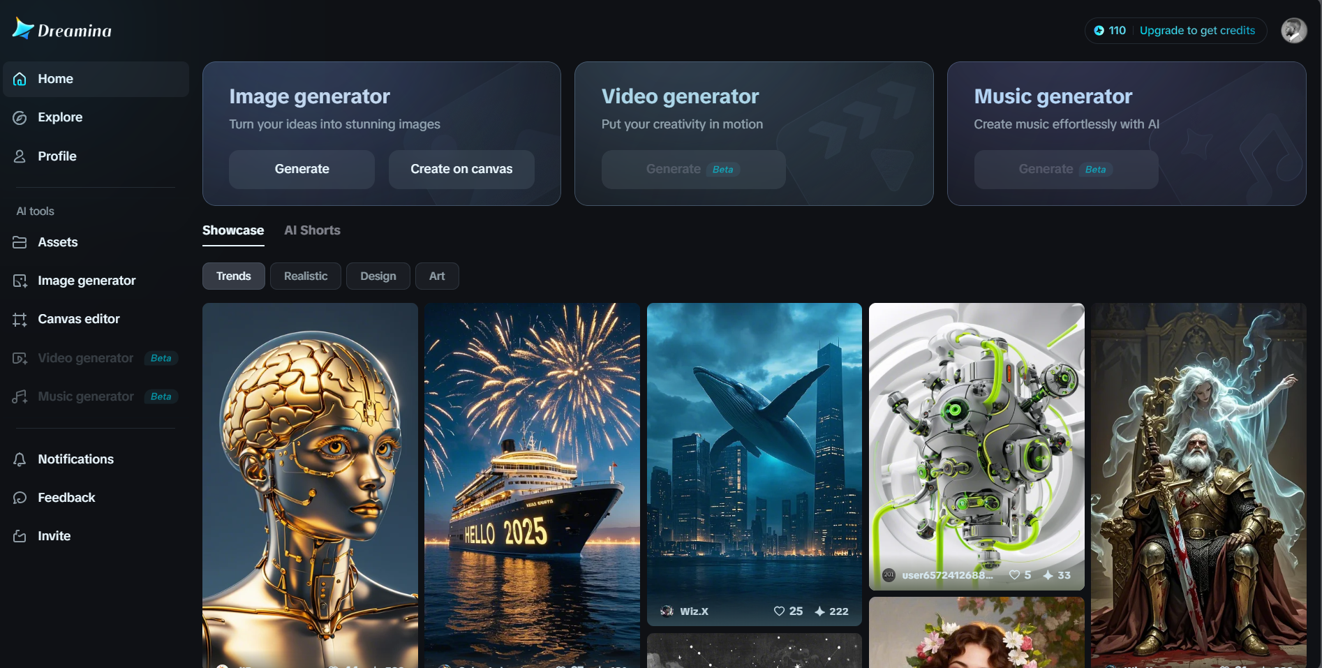 Dreamina interface