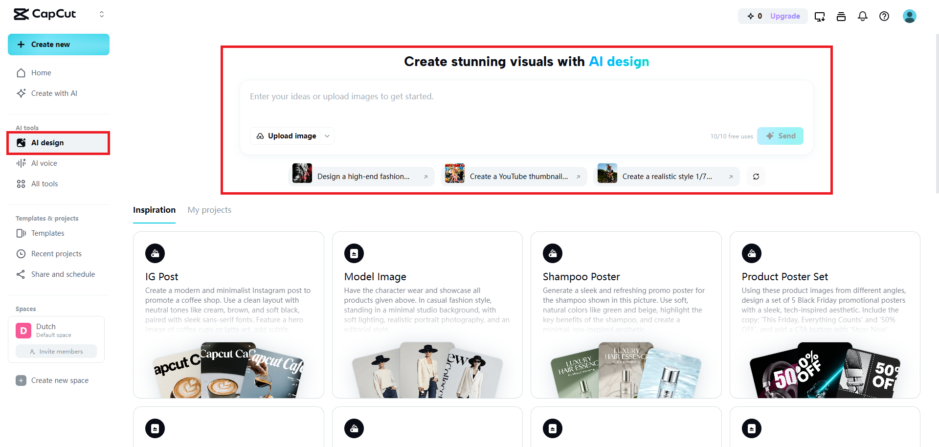 Select the AI design tool