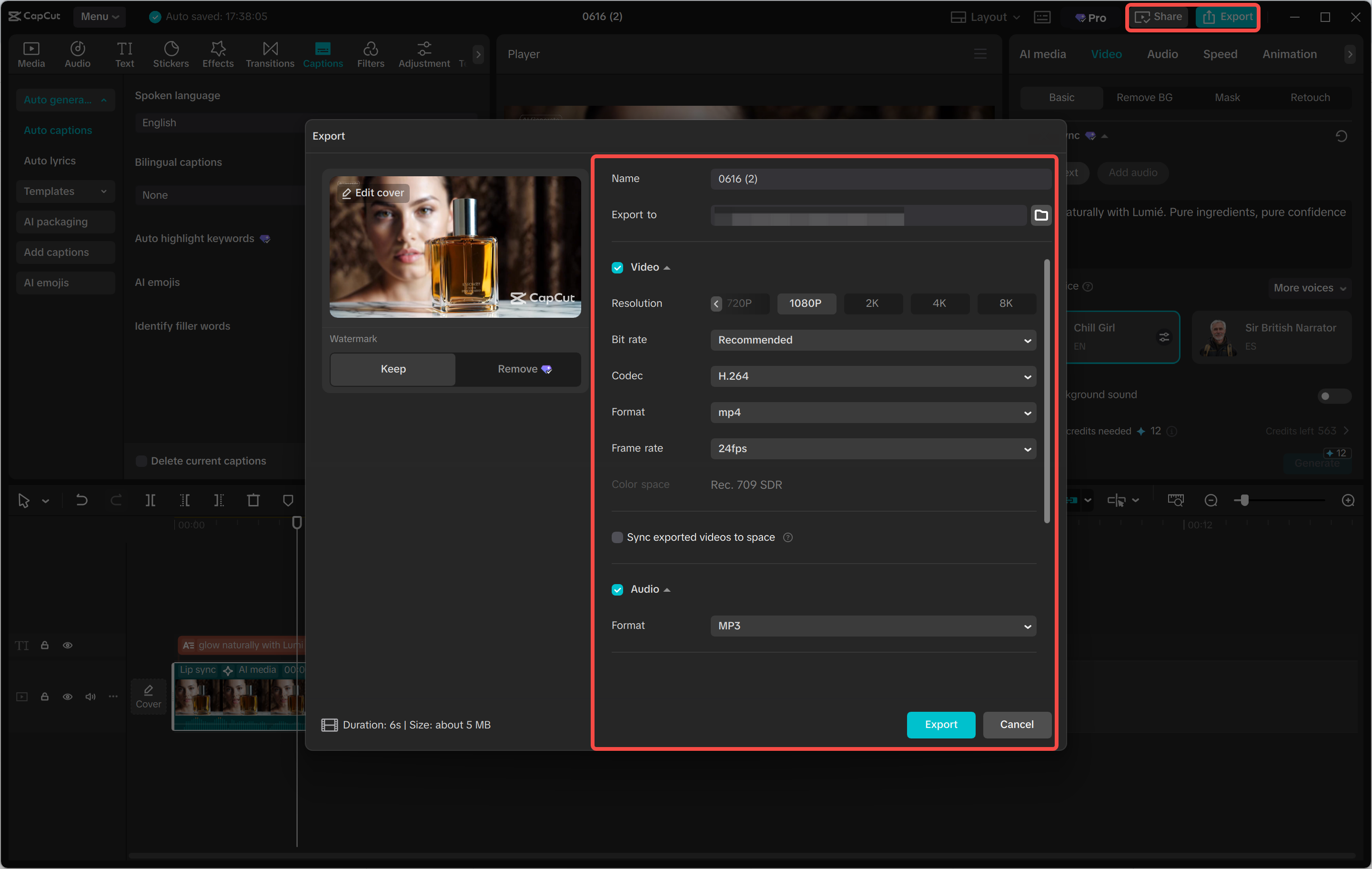 Export and share