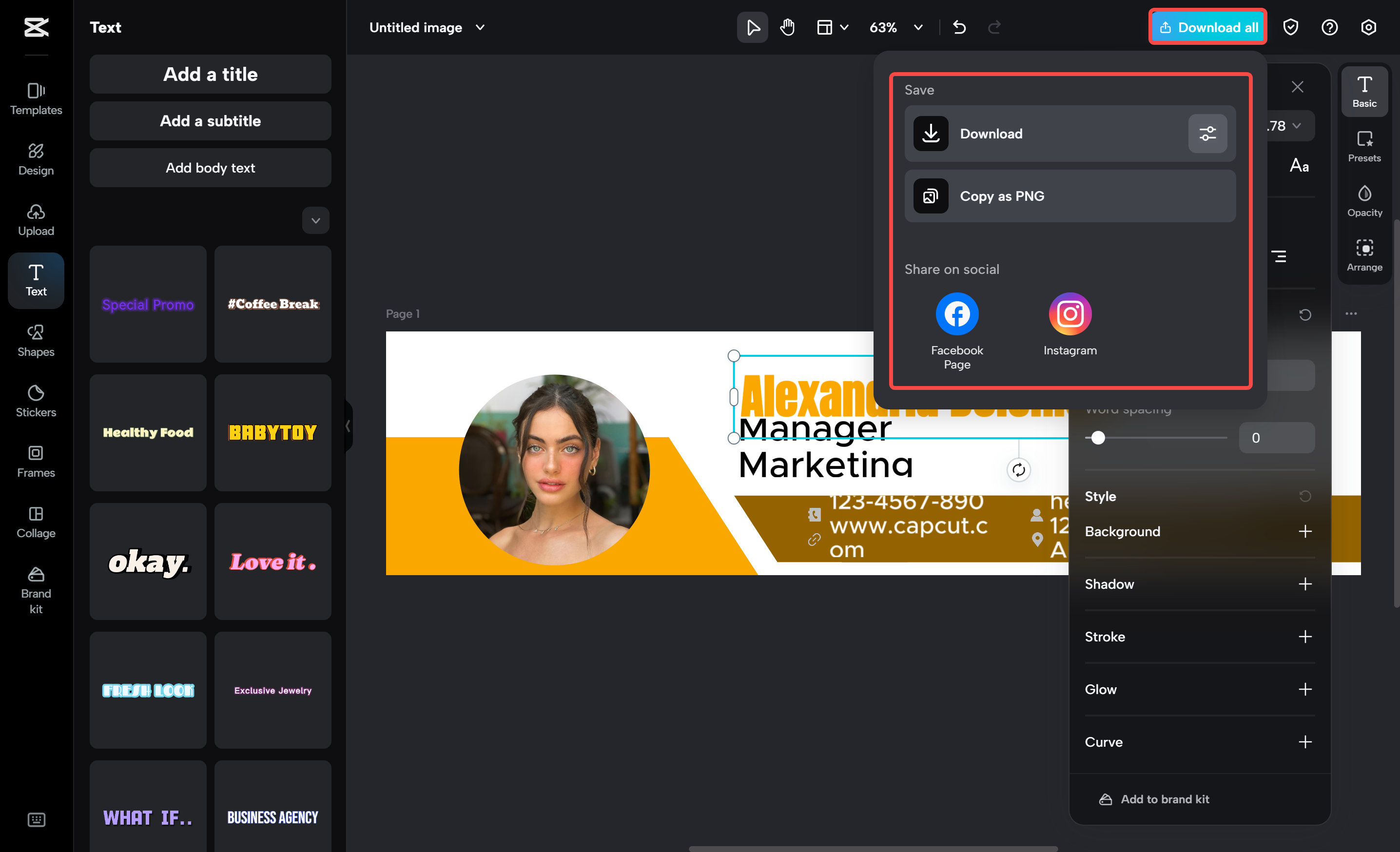 Exporting the LinkedIn banner from capcut desktop editor