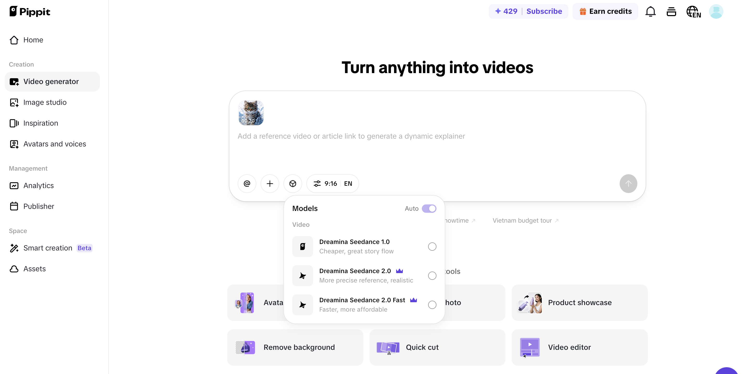 Access the video generator