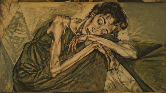 Sunny urban portrait of a fictional adult Egon Schiele Art Prompts