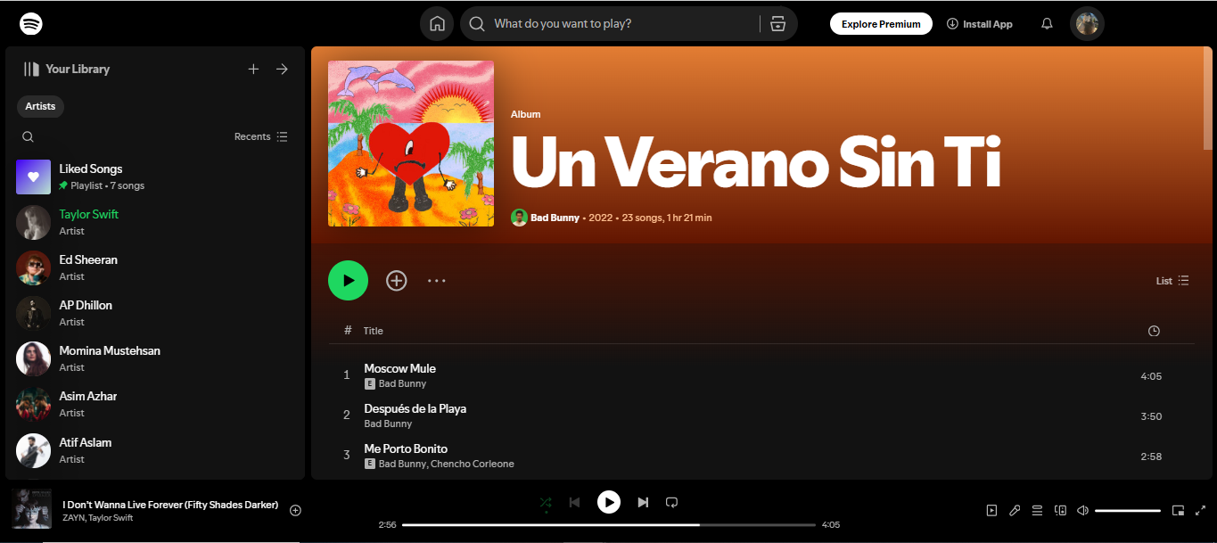 Un Verano Sin Ti by Bad Bunny – recognized as the most streamed album on Spotify.