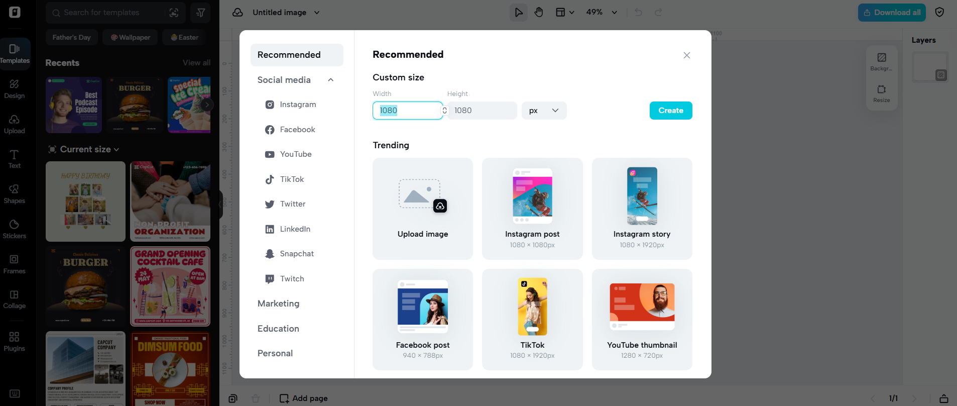 Smart online resizing